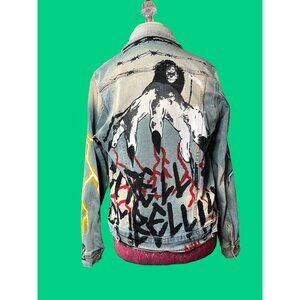 Embellish Distressed Unisex Denim Jacket With Bold Graphic Art & Unique Details